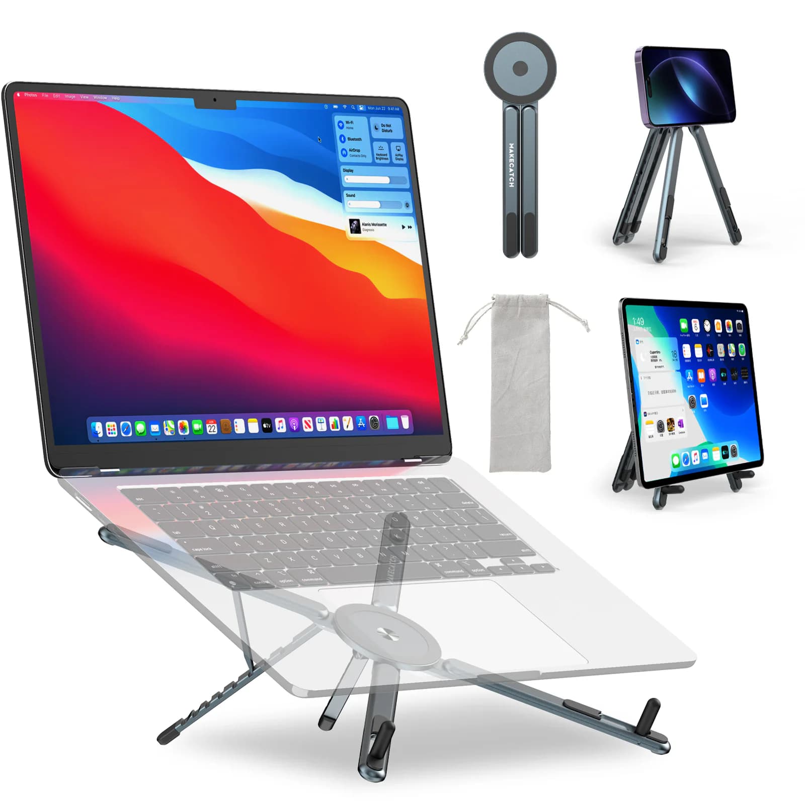 MAKECATCH E05 foldable laptop, phone, and tablet stand